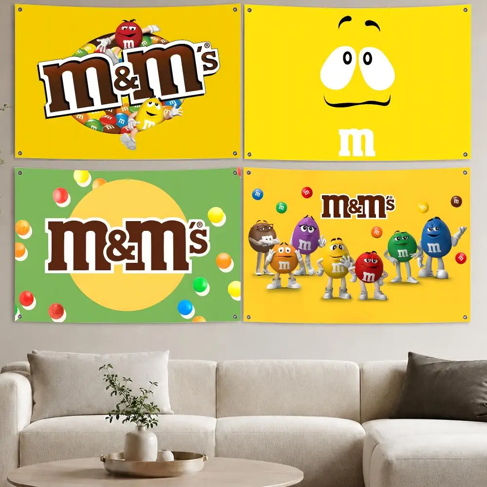 snack classic M-M&M's Flags Aesthetic Wall Tapestry Printed Wall Hanging Living Room Party Outdoor Decor