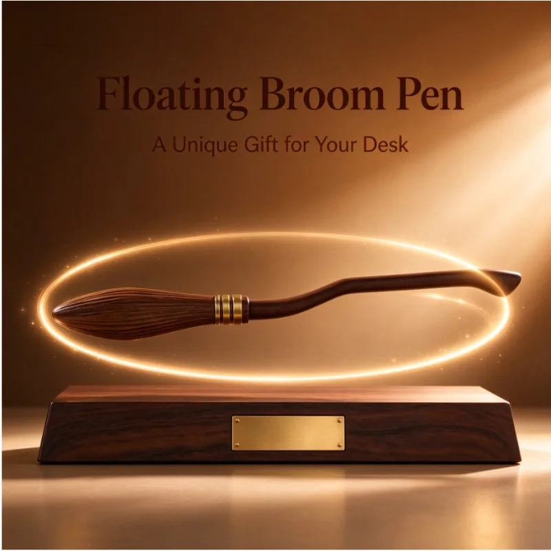 Creative Magnetic Floating Broomstick PenFloating Ballpoint Pen,Desktop Decoration Toy Gift for Wizard Fans,Adults and Teenagers