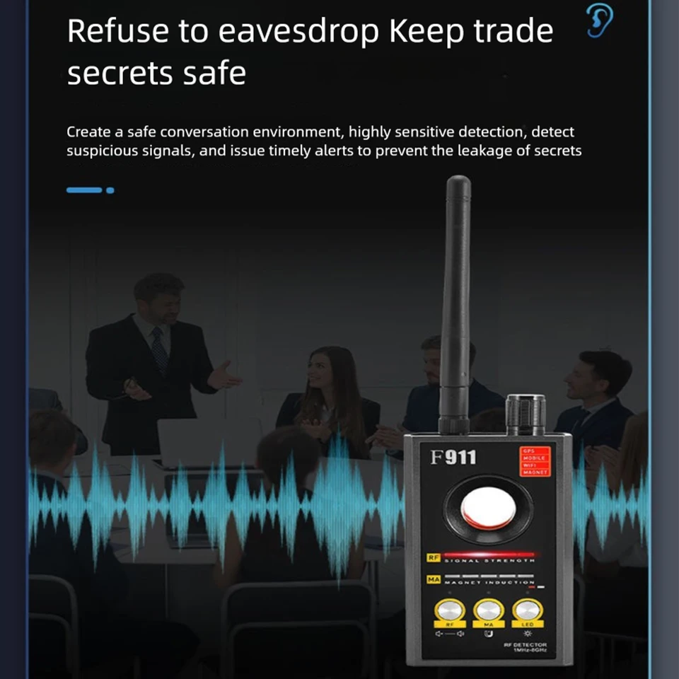 F911 Anti-Candid/Eavesdropping Scanner Anti-Tracking Finder Hidden Bugs and Cameras Detector Hidden Camera Detector for Travel