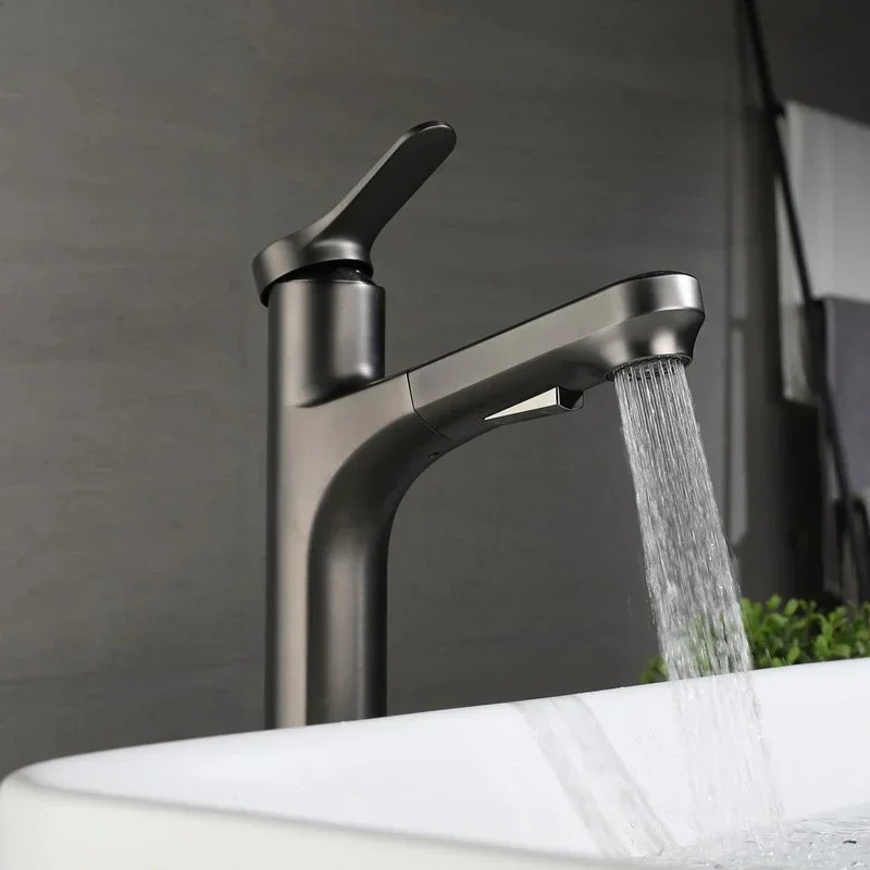 Height pull-out , basin on stage, faucet art basin, hand washing faucet, gun gray