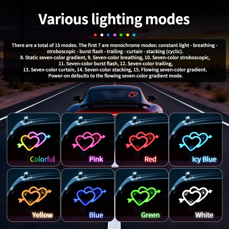 Solar Powered Car Neon Light Atmosphere Light Rechargeable Decoration Lamp Auto Interior Ambient Atmosphere Lamp Auto Accessorie
