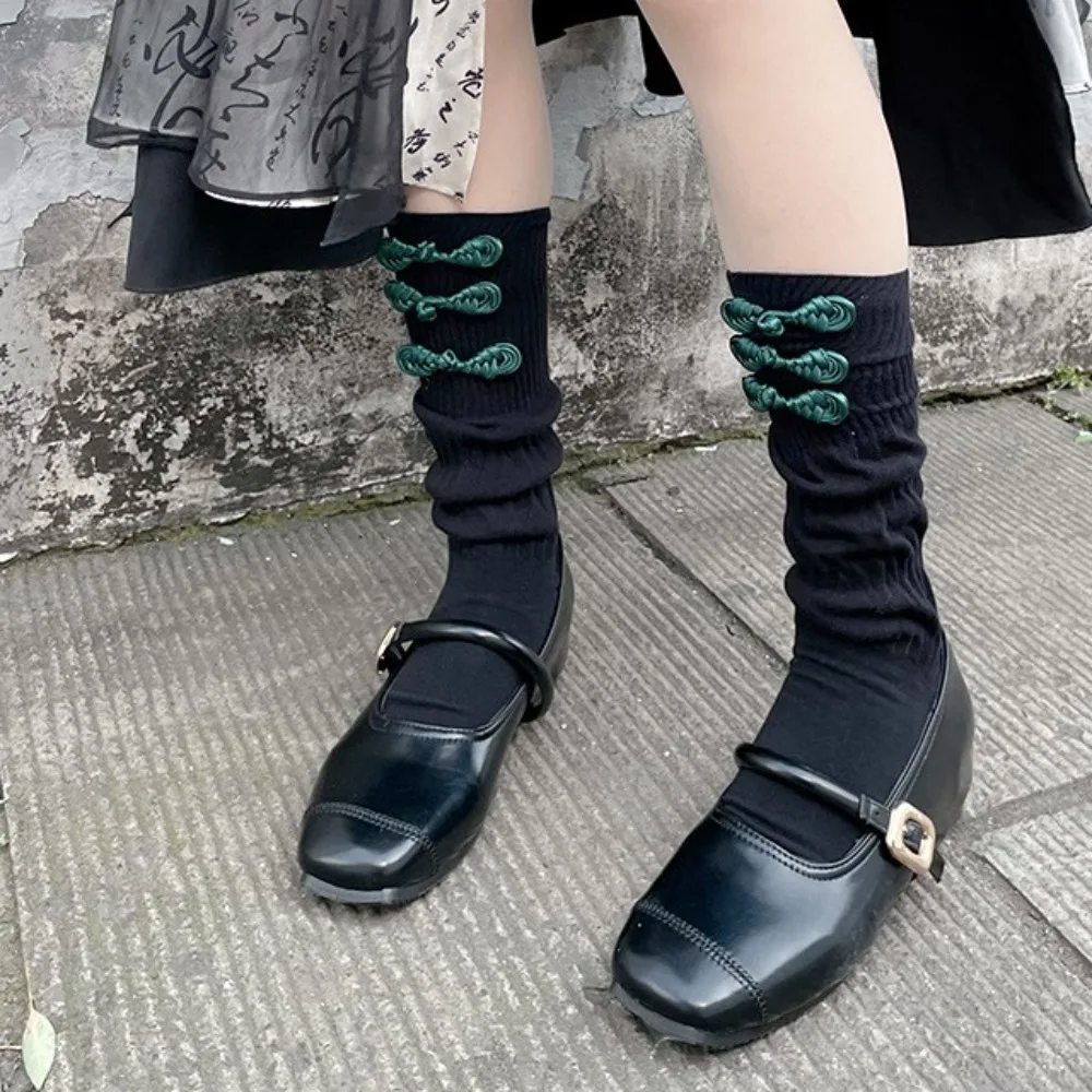 Breathable Chinese Style Frog Tube Socks Sweet Streetwear Mid Calf Socks Cosplay Accessory Cotton Lolita JK Stockings Women