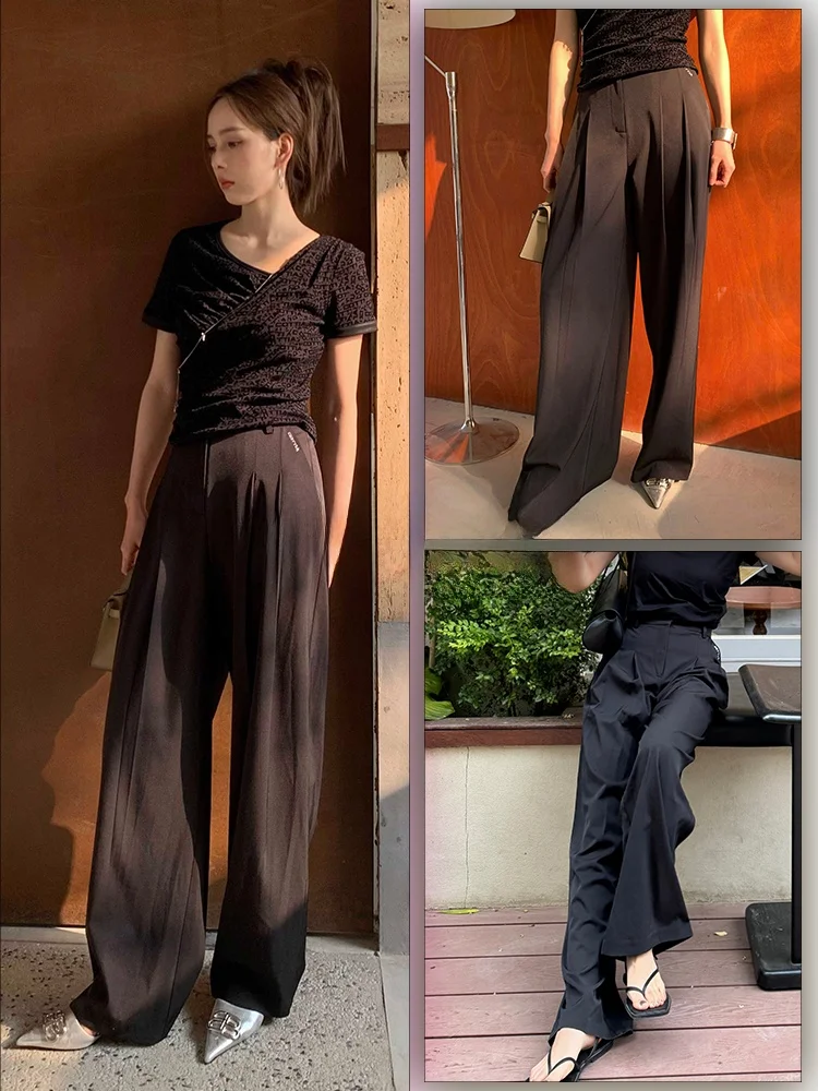 

Брюки COTTIA весна-лето, повседневные, в пол, ультра-свободные, дышащие, универсальные, широкие, с дизайном на талии