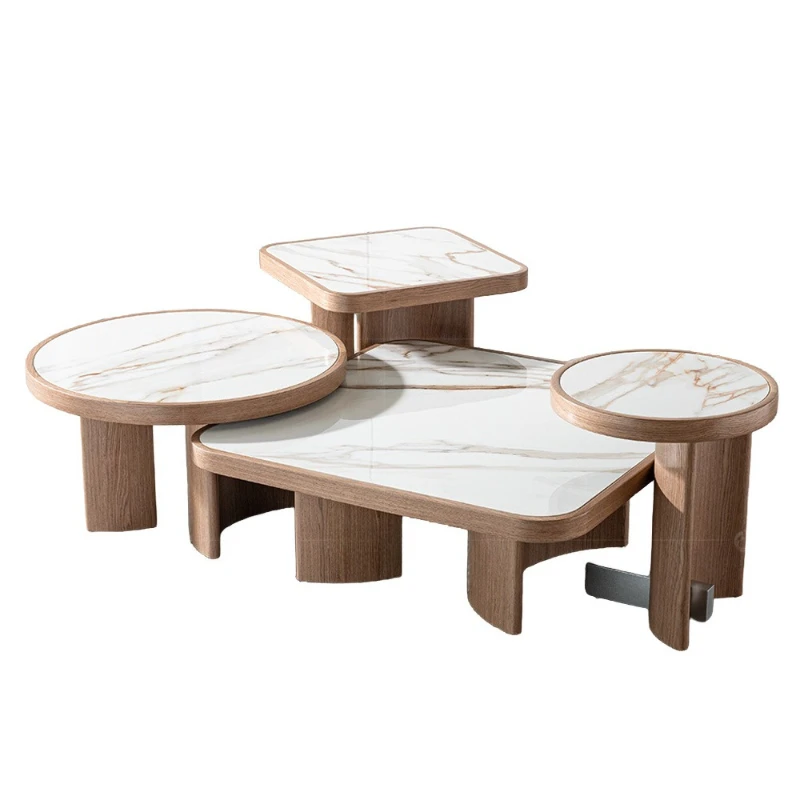 

Modern living room marble coffee table combination home light luxury high sense