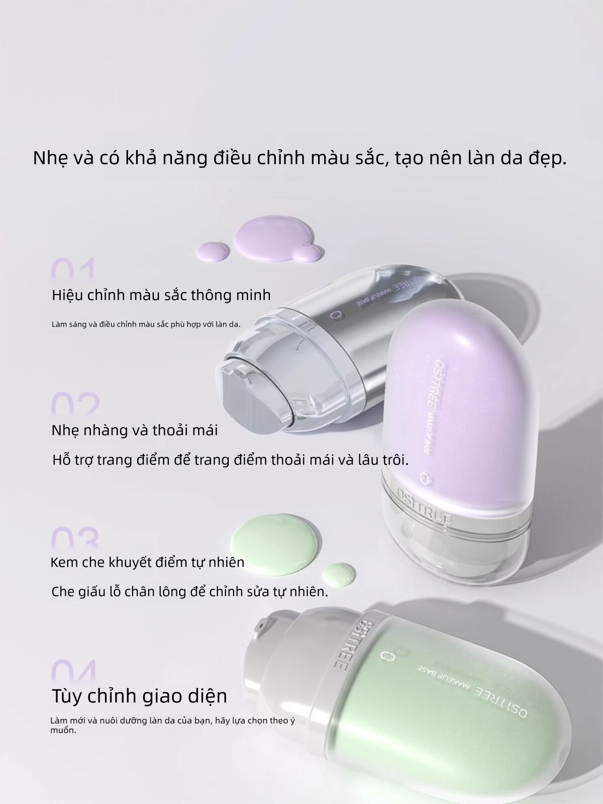 OSITREE Kem Lót Hiệu Chỉnh Tông Da - Dưỡng Ẩm, Lâu Trôi