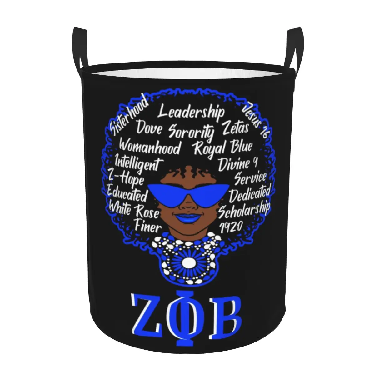 Zeta Woman Laundry Basket Collapsible Phi Beta Sorority ZOB Clothing Hamper Toys Organizer Storage Bins