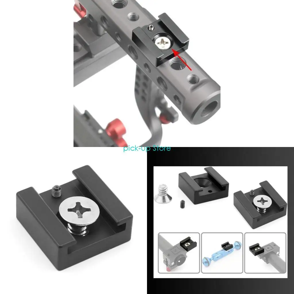 

Q5WA Cold Shoe Mount Adapter with 1/4inch Screw Base Locating Pin for Video Light Microphone Attachment Accessories