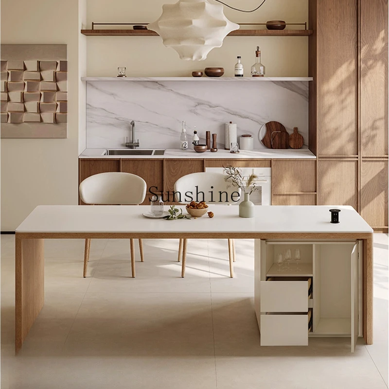 

Dining table integrated small apartment modern home kitchen multi-functional solid wood island