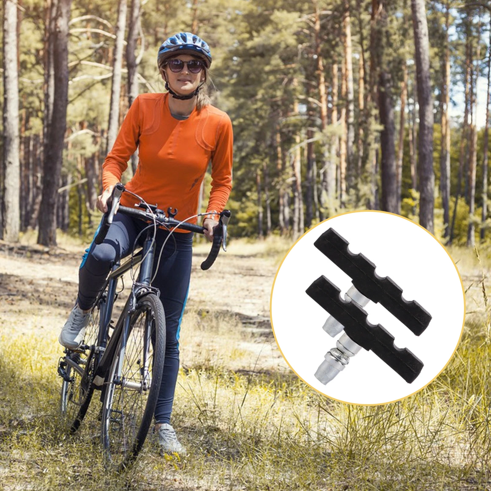 

8pcs Bicycle Brake Pads Durable Anti Slip V Bike Shoes Mountain Brakes Long Use Easy Install Improve Performance Reduce