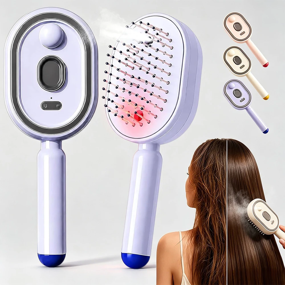 Electric Spray Air Cushion Massage Comb, Anti-Tangle Air Cushion Comb, Anti-Frizz Hydrating Hair Brush for Dry Damaged Hair