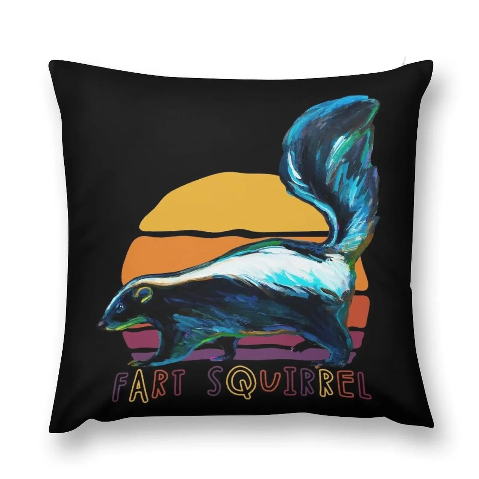 

Funny Skunk Fart Squirrel by Robert Phelps Throw Pillow Plaid Sofa pillow cover christmas Christmas Covers pillow