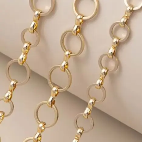 

14K Gold-plated 6+8mm round O Chain Handcrafted Loose Chain for DIY Necklace Bracelet Accessory