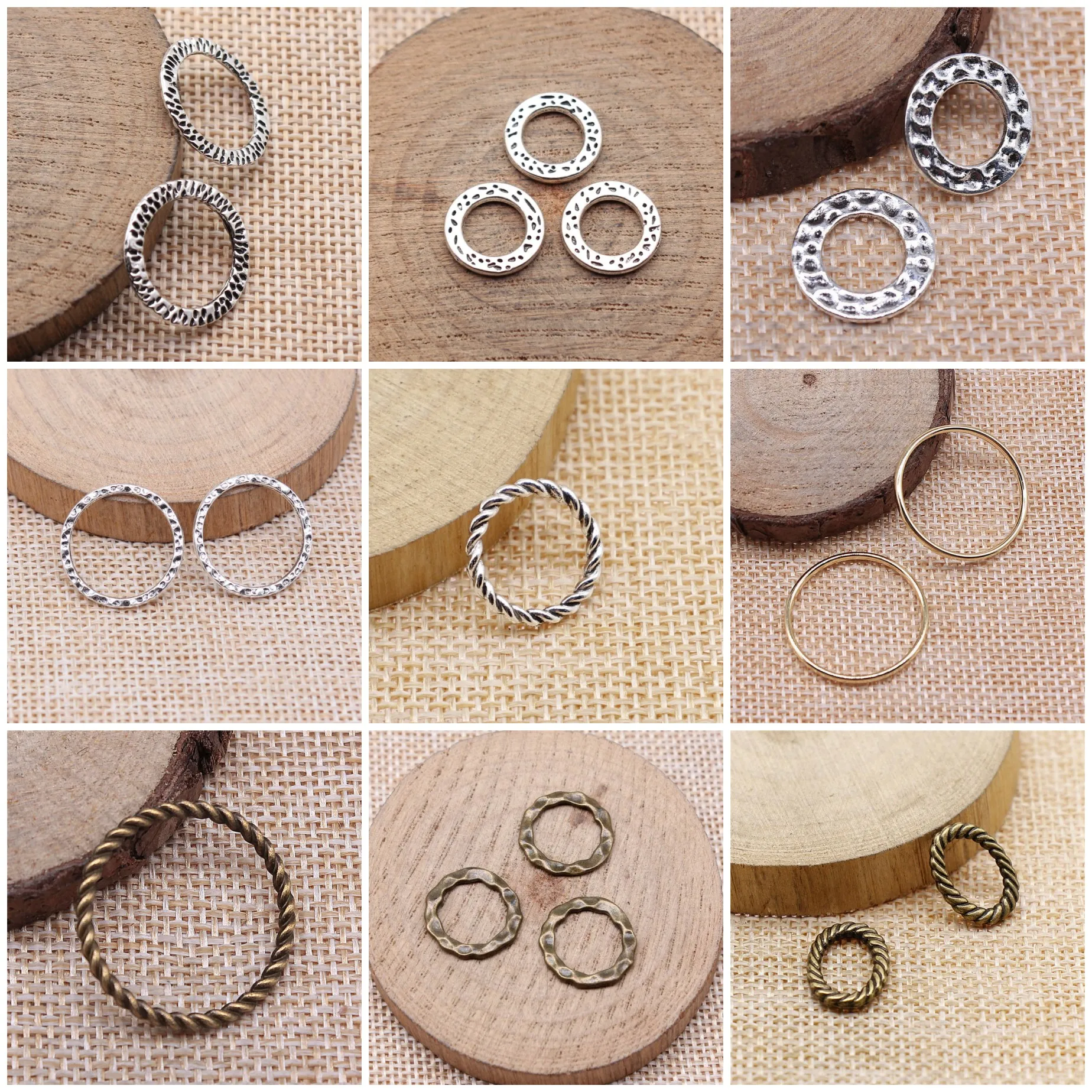 Classic Round Hammered Wrinkled Texture Connectors Jewelry Making Accessories For DIY Handmade Craft Supplies