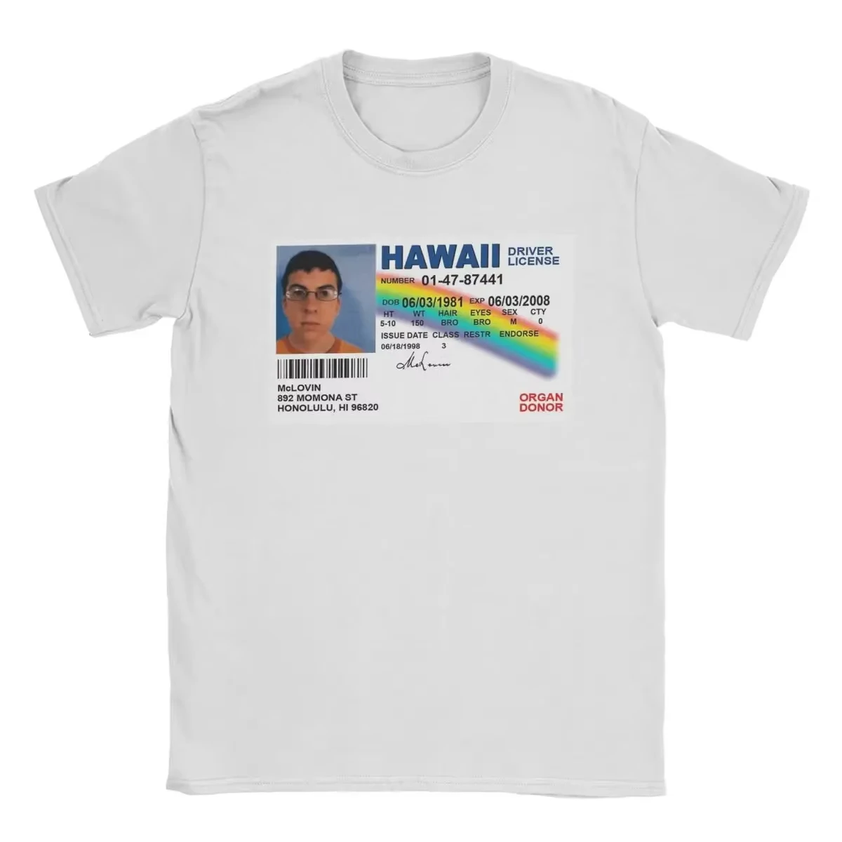 Homme T Shirt Summer Men's T-shirt Mclovin ID Card Superbad Geek T-shirt Y2k Top men Women Clothing Vintage Aesthetic Summer