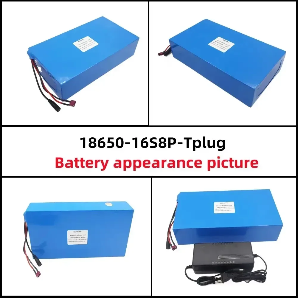 The new 60v24ah lithium battery pack 16S8P is suitable for electric scooter refitting 60V high-capacity mountain bike+charger