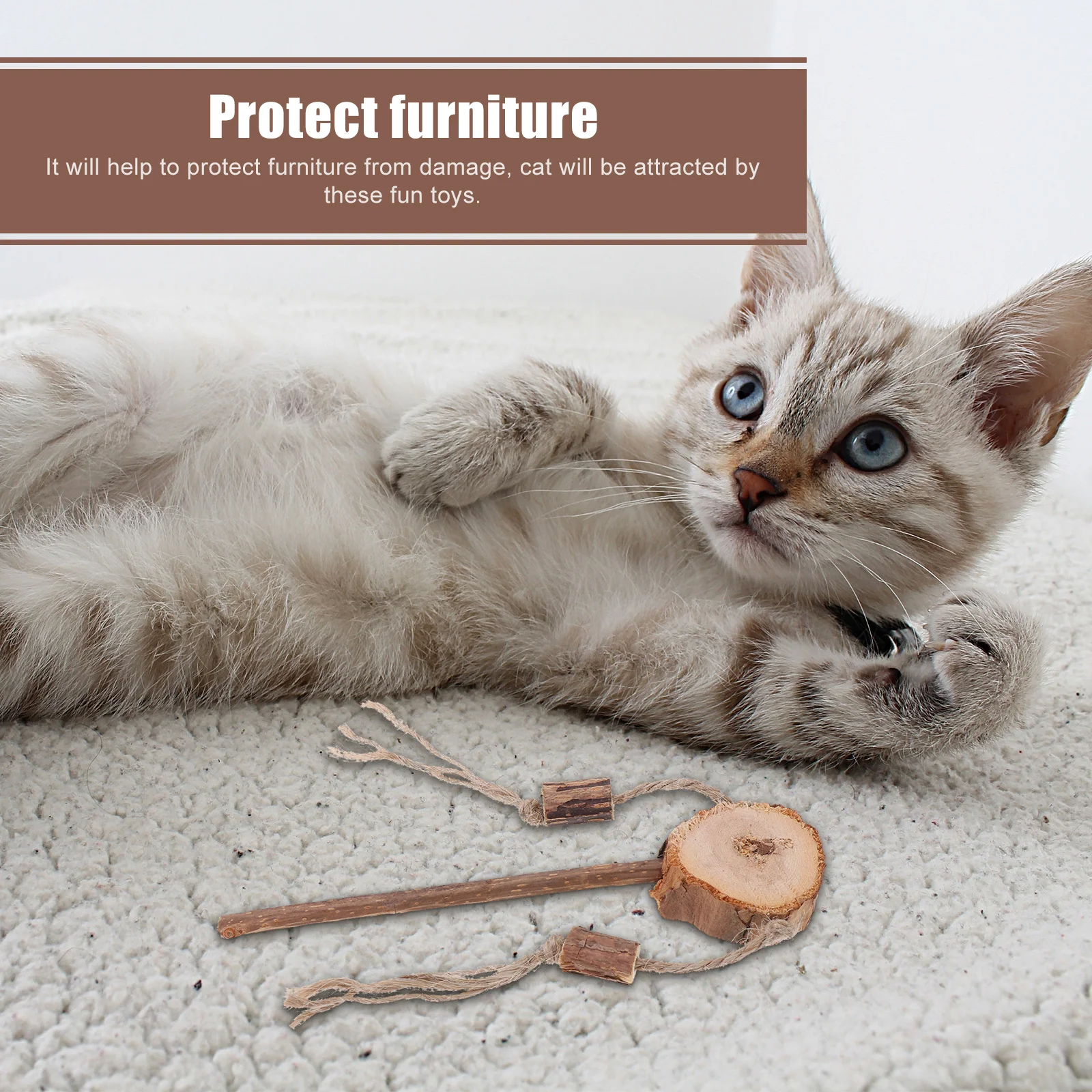 

3 pcs Teaser For Kitten Cat Interactive Bite Resistant Molar Sticks With Pet Supplies Small Size Cat Flirting Stick