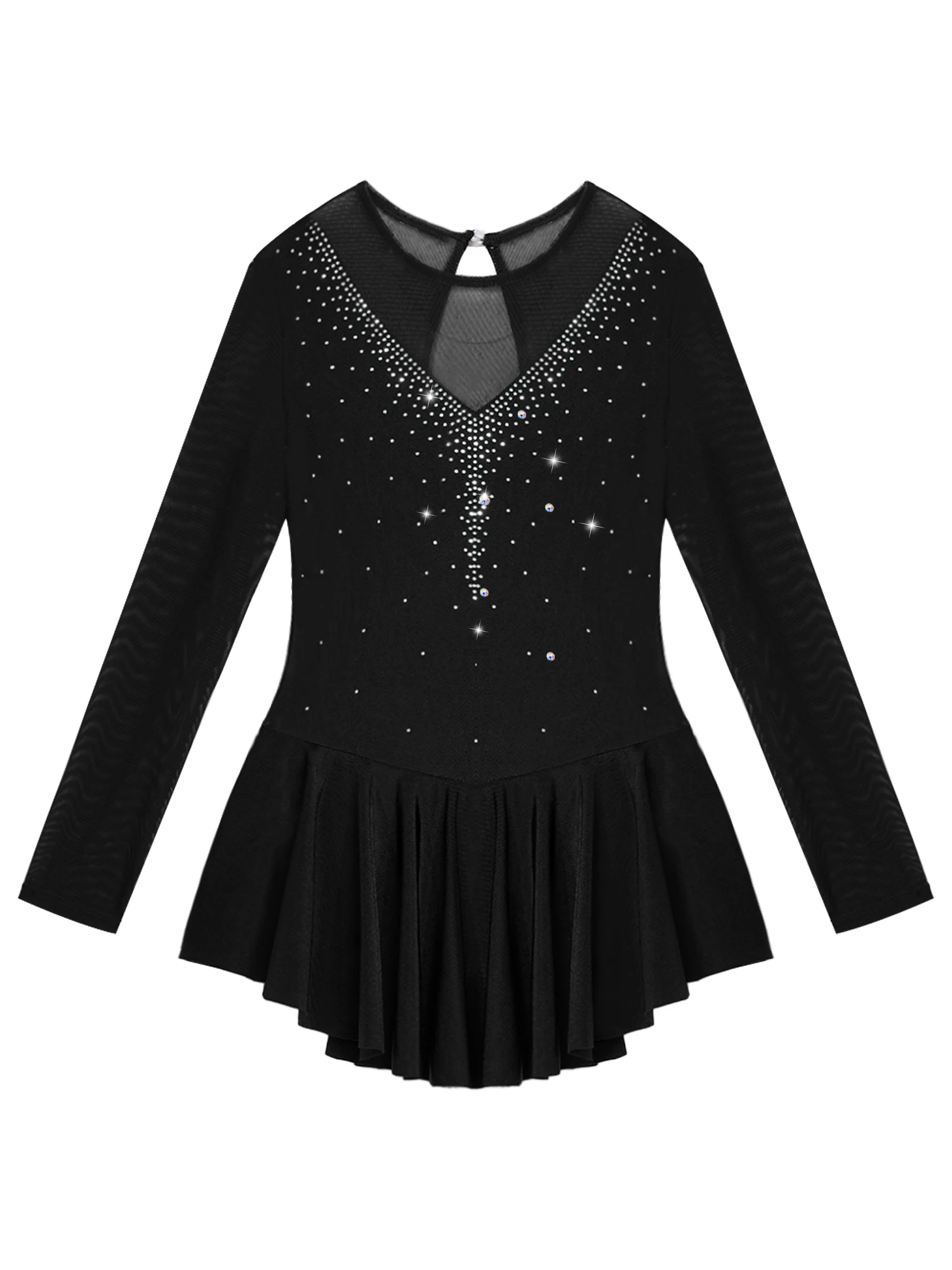 Kids Rhinestone Ballet Tutu Dress Gymnastics Leotards Teen Girl Ballet Mesh Figure Ice Skating Dress Stage Lyrical Dance Costume