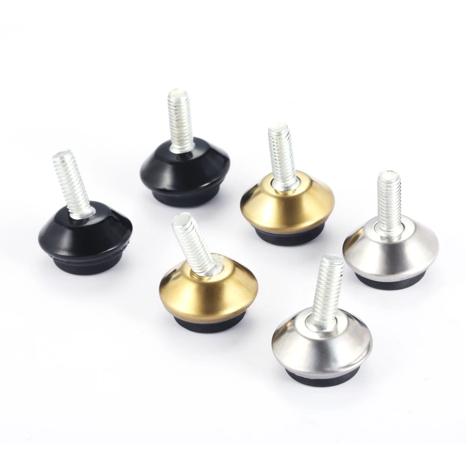 4pcs Adjustable Metal Furniture Levelers Multidirectional Feet Leg M6*15mm Thread Screw Black/Silver/Gold Table Chair Sofa Chest