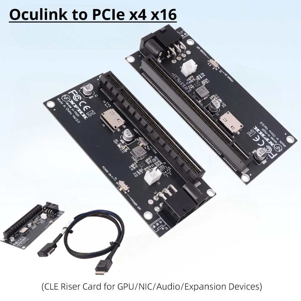 Oculink SFF-8612 To PCIe X4 X16 Riser Card DC 12V GPU Power SFF-8611 4i Cable PCI Express 4.0 3.0 for PC Mainboard Graphics Card