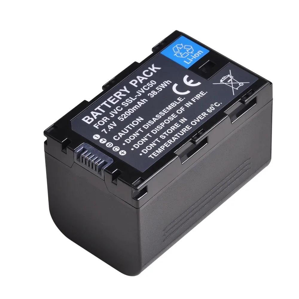 5200mAh SSL-JVC50 Battery Pack/Charger Replacement for JVC GY-HMQ10,GY-LS300,GY-HM200,GY-HM600,GY-HM600E,GY-HM650 Camcorders