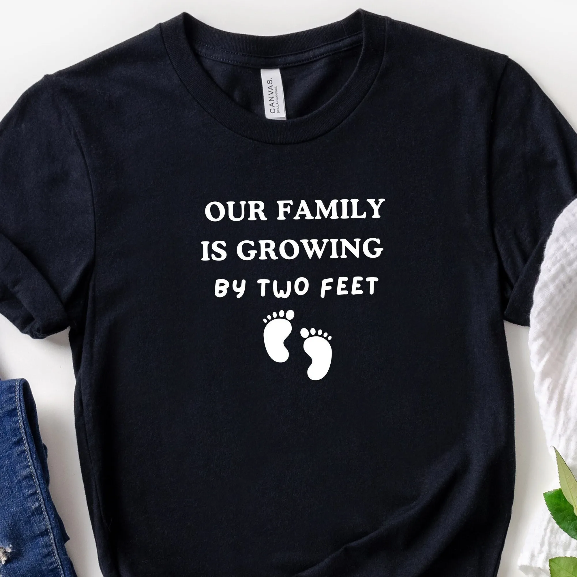 Our Family Is Growing By Two Feet Pregnancy Announcement T Shirt Expecting Mom Baby To Be Pregnant