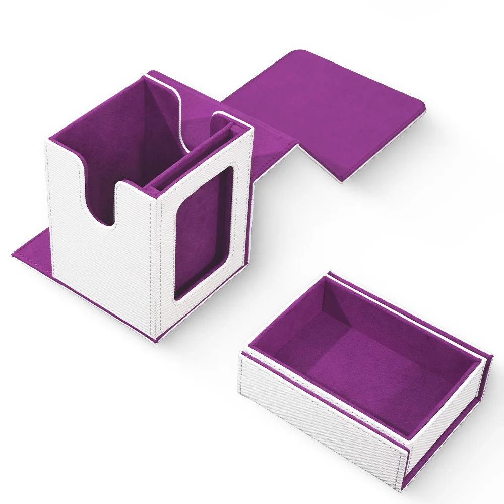 Commander Deck Box met etalage, Card Deck Box biedt plaats aan 100+ kaarten met dubbele mouwen en dobbelstenen lade