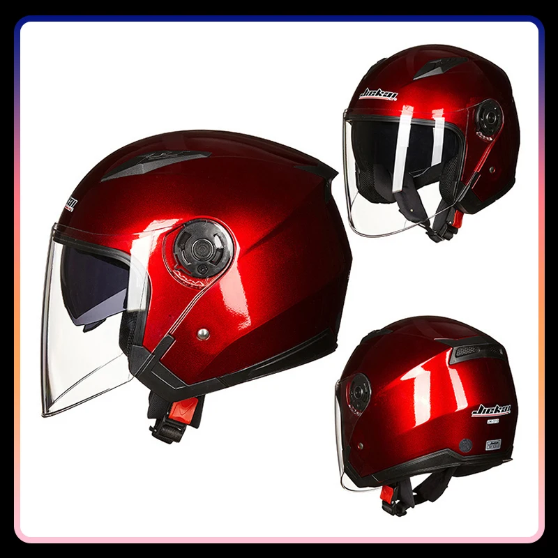 DOT Approved Motorcycle Helmets Dual Lens Men Women Open Face Helmet for Electric Scooter Bike Motorbike Vintage Jet Helmet