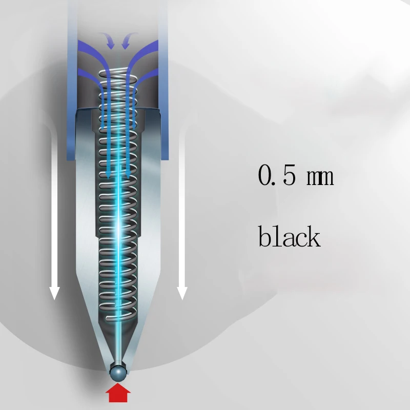 M&G デスクトップ ゲルペン、0.5 mm ブラック、紐付きペン、交換可能なリフィル、底部に両面粘着テープ、s に適しています