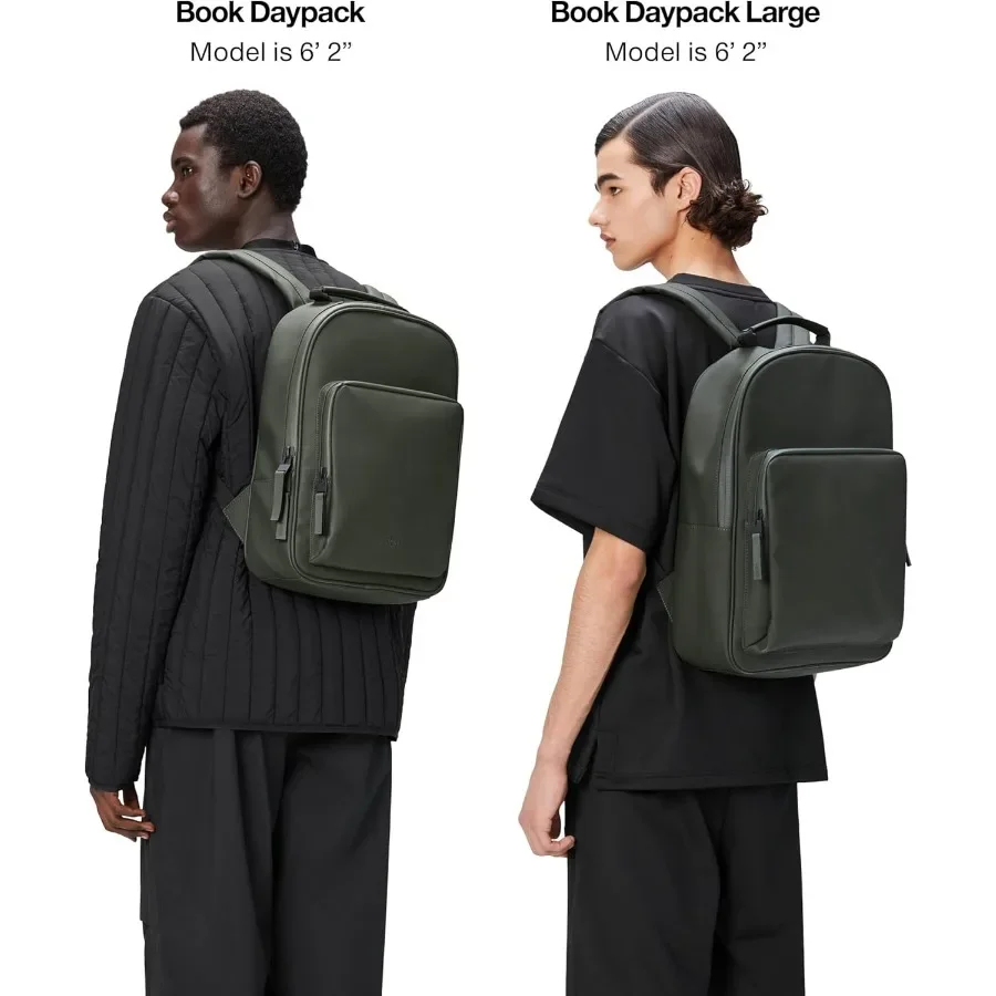 RAINS Large Book Daypack Rucksack Laptoptasche Wasserdicht 2 Jahre Garantie Grün