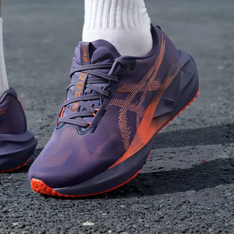 Men ASICS NOVABLAST 5 Soft Rebound Running Shoes 1011B974-500 FF BLAST MAX Breathable Mesh Grey Purple Road Trainers