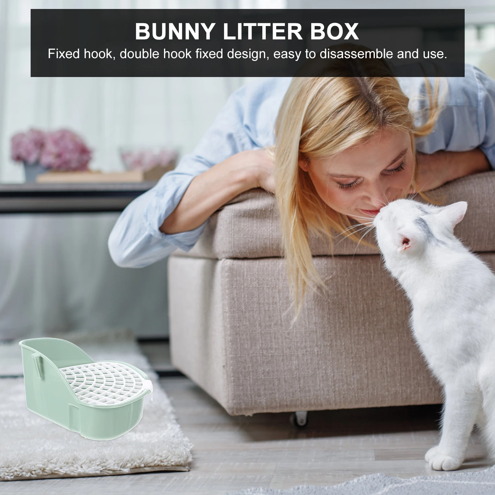 

Small Premium Pp Material Easy Clean Grid Design Anti-Fall Rabbit Litter Box Bunny Potty Trainer For Guinea Pig