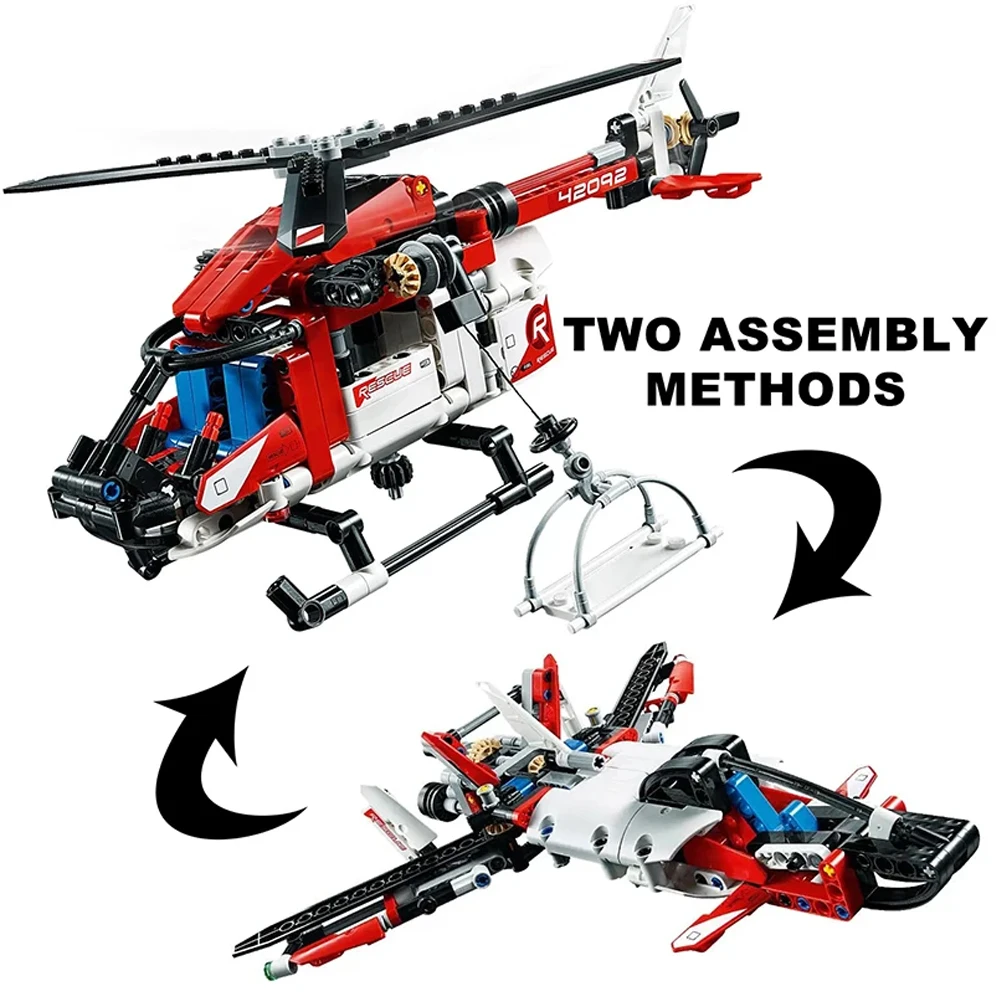 

364PCS Technical 2in1 High-tech Rescue Helicopter Building Blocks Airbus Plane Model Assemble Bricks Toy Gift For Kids Boy