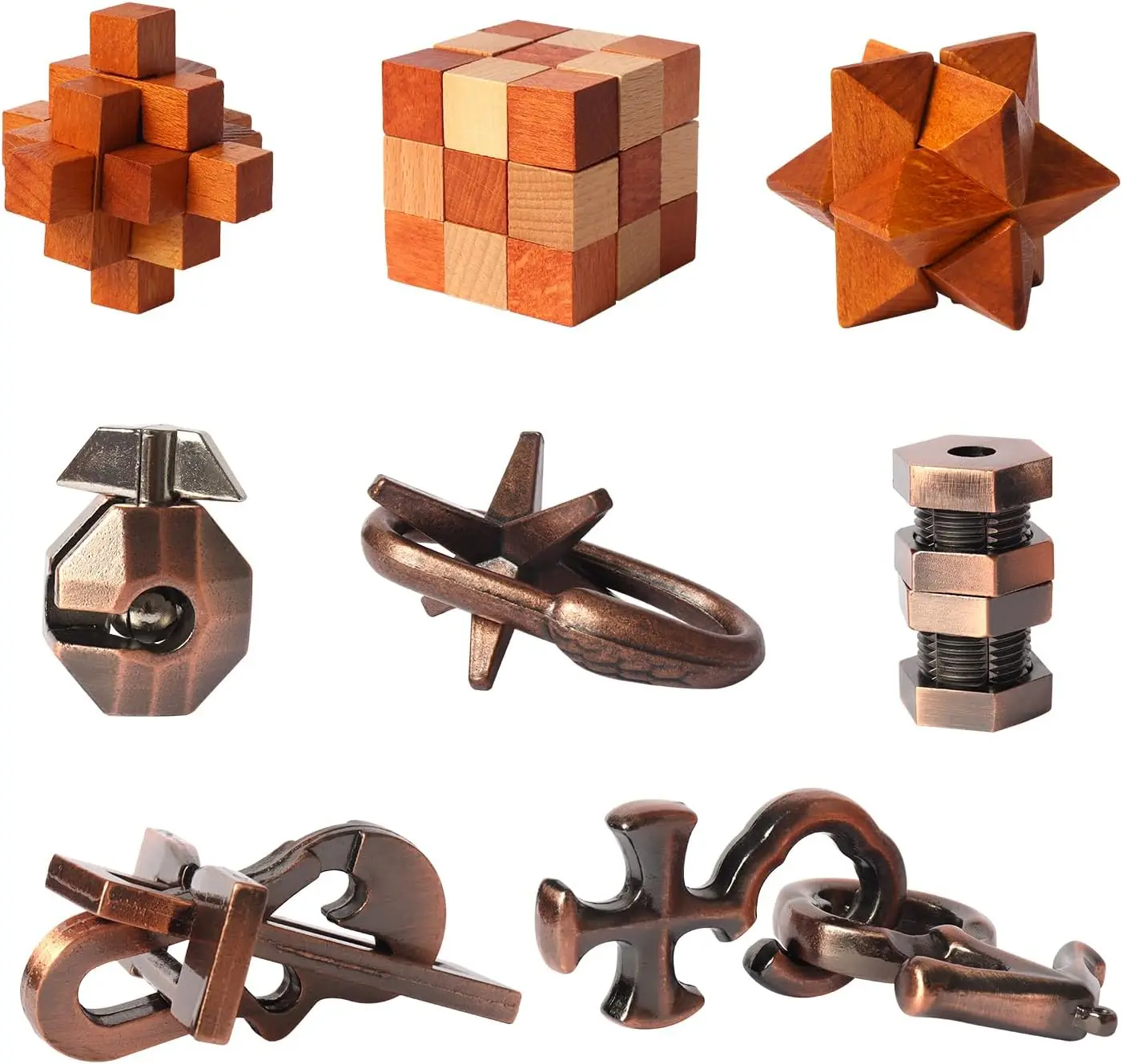 

Набор из 8 деревянных и металлических головоломок для взрослых и детей, развивающая игра для тренировки IQ, подарок