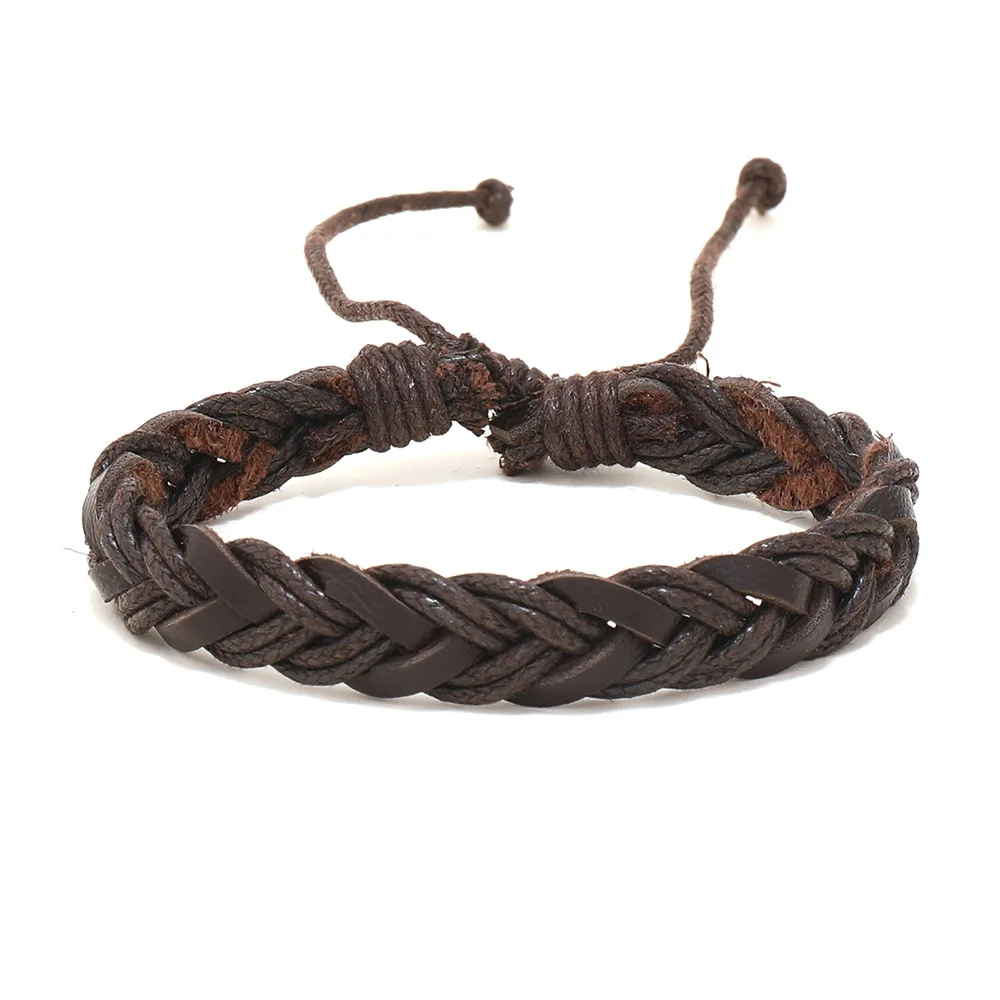 4pcs Vintage Woven Leather Bracelets For Men Retro Feather Twists Rope Chain Braided Leather Bracelets Gifts For Friend