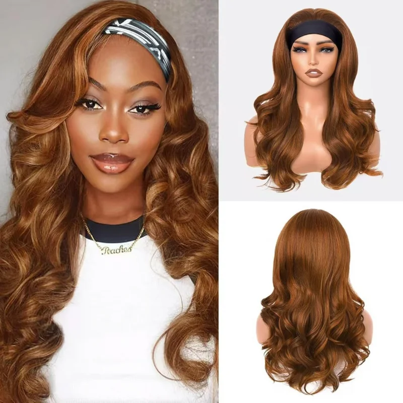 Headband for women with long hair, realistic full-head integrated , fluffy wavy wig - view 3