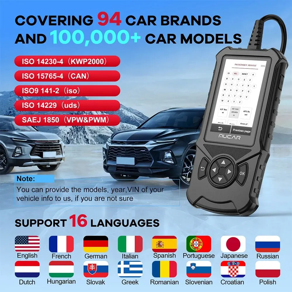 MUCAR CDE900 Auto OBD2 Scanner Engine Airbag ABS TCM System Diagnose Code Reader WIFI Update Car Diagnostics Tool