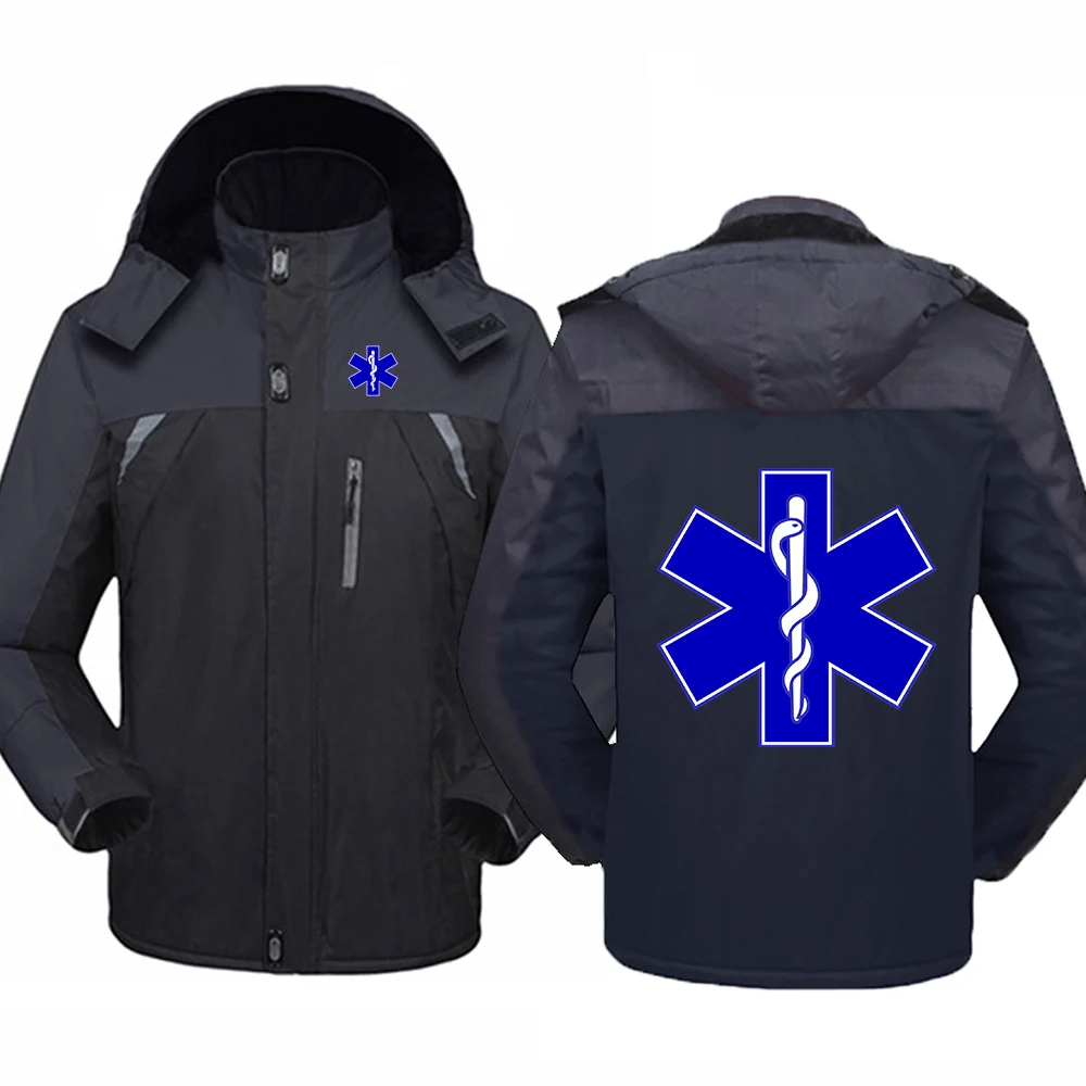 

EMT Emergency Ambulance 2022 Men's New Winter Clothes Parkas Padded Jacket Keep Warmer Fleece Outwear Overcoats Waterproof Coats