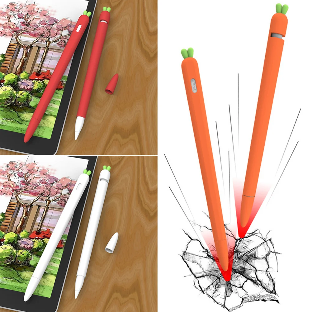 

Carrot Shaped Silicone Stylus Sleeve Protective Cover Grip Holder Anti Slip Lightweight Portable Shockproof Scratch Resistant