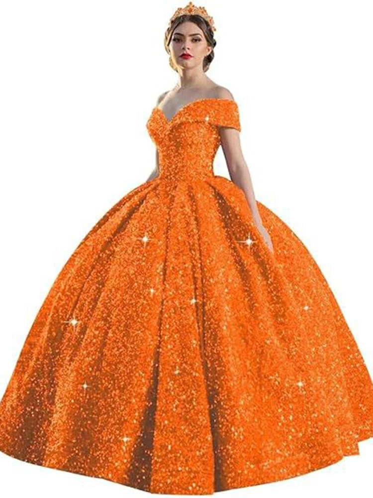 Customized Ball Gown Quinceanera Dresses Shiny Sequins Off Shoulder Prom Birthday Party Gowns Formal Vestido De Anos Sweet 16 image 4