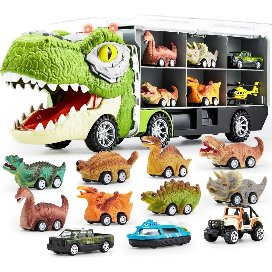 

JOYIN 13 in 1 Dinosaur Toys for 35 Dinosaur Truck with 12 Pull Back Cars Birthday Gifts Toys for 3 4 5+ Year Old Boy Transport