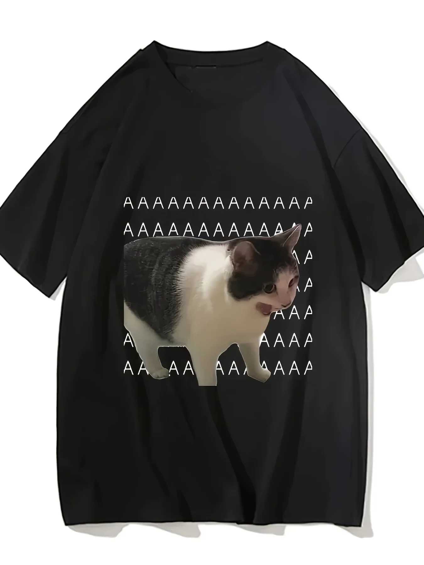 Funny Screaming Cat Meme T‑Shirt, Harajuku Y2K Graphic Tee, Unisex Casual Short Sleeve Top, Street Gothic Clothes for Men Women