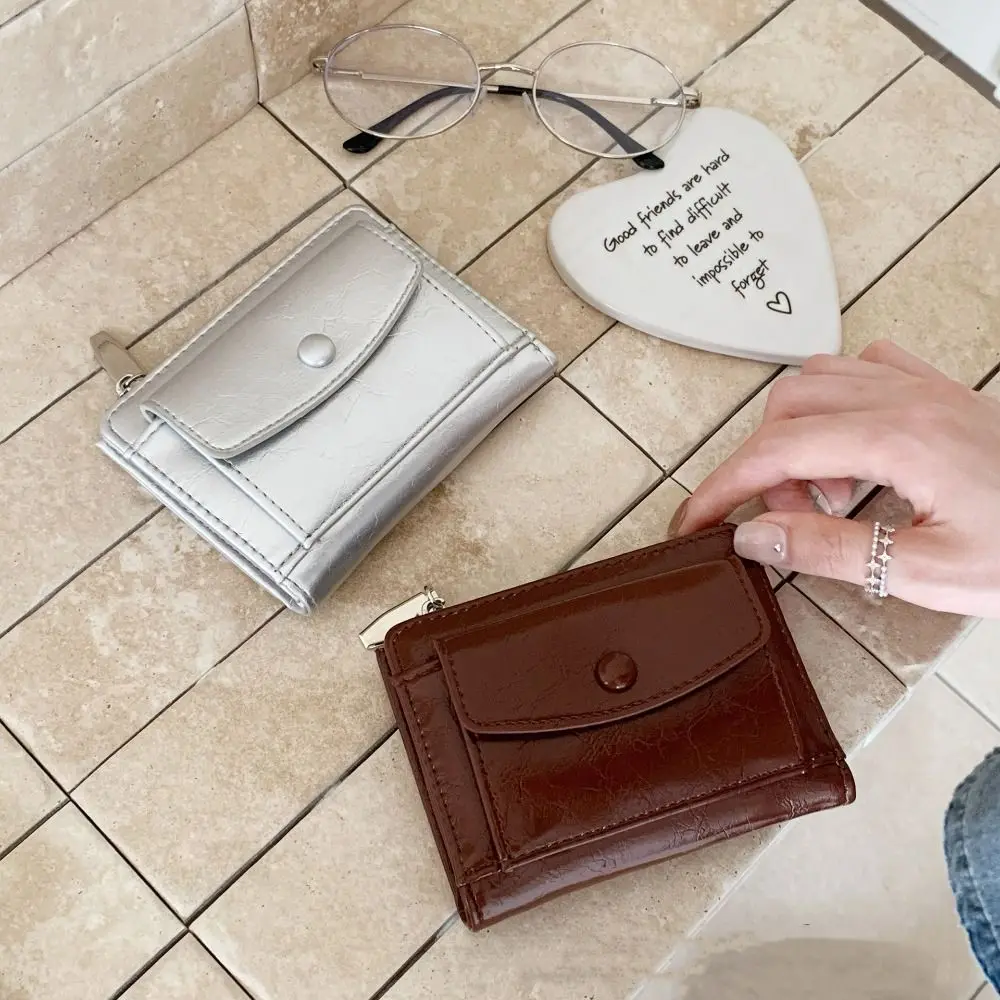 

Portable Elegant Women Short Wallet Short Clutch Ultra Thin Coin Pouch Zipper Multi-function Purse Travel