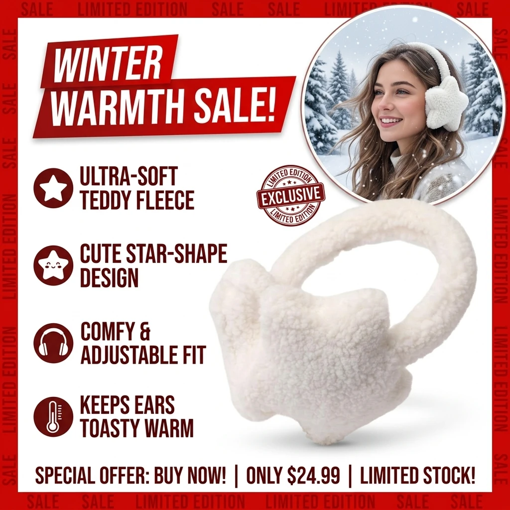 Fashion Autumn Winter Star Fluffy Earmuffs Cute Plush Solid Color Ear Muffs Cold Protection Women Ear Cover Keep Warm