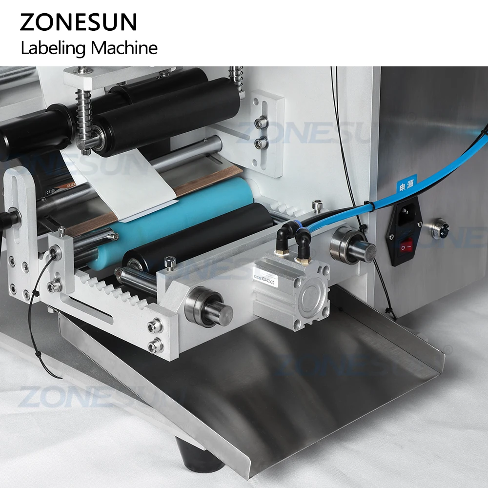 ZONESUN Semi Automatic Vial Round Small Glass Plastic Reagent Bottle Label Applicator Single Double Side Pen Labeling Machine