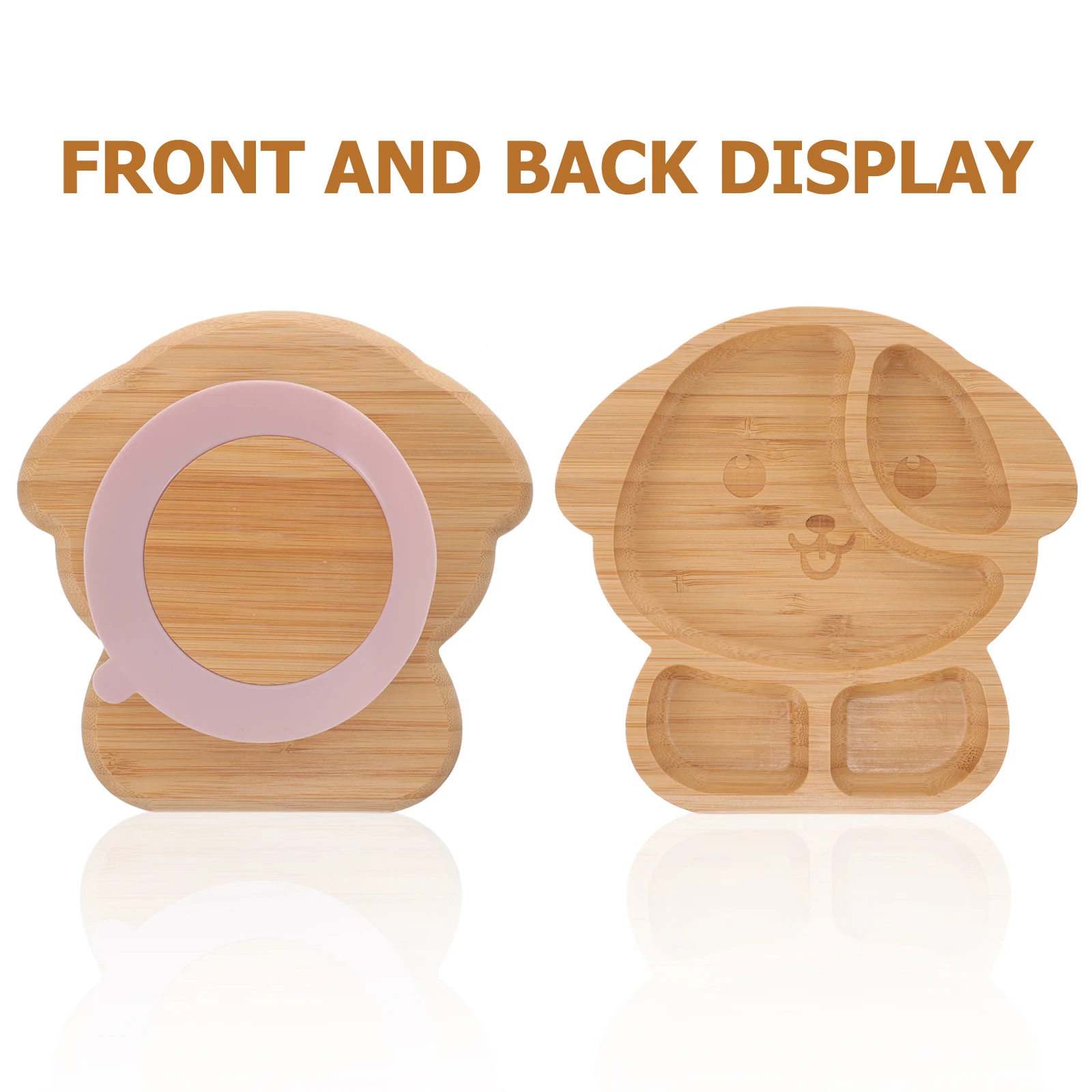

Divided Wood Dinner Plate Bamboo Silicone Kids Food Tray Suction Anti Slip Baby Toddler Serving Tray Divided Plates