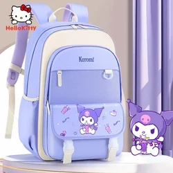 Kuromi Sanrio-mochila escolar portátil para niños, morral escolar de grado 3-6, para alivio de carga, Cinnamoroll