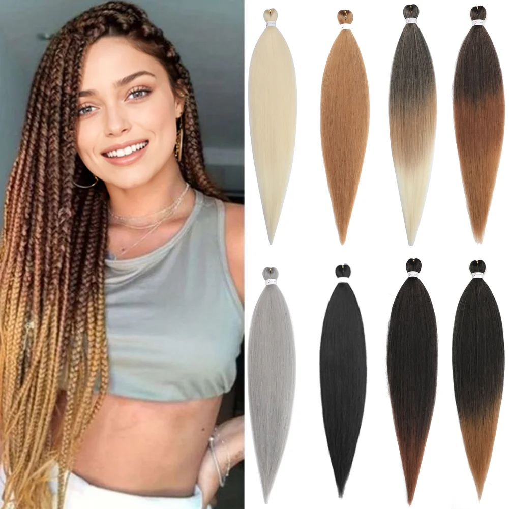 Pre-stretched Braids Hair Professional Itch Free Hot Water Setting Synthetic Fiber Ombre Yaki Texture Braid Hair Extensions