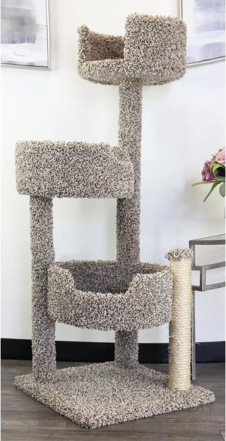 

Sanctuary Multi-Level Cat Climbing Tower Cat Tree, Cat Tree with Scratch Post and Sturdy Base Speckled/26 L x 25" W x 49" H