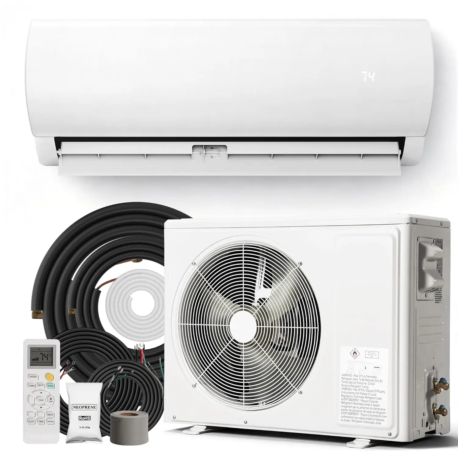 Mini Split Ac/Heating System - Upgraded 12000 BTU Mini Split Air Conditioner with Heat Pump, 19 SEER2 115V Energy, Custom
