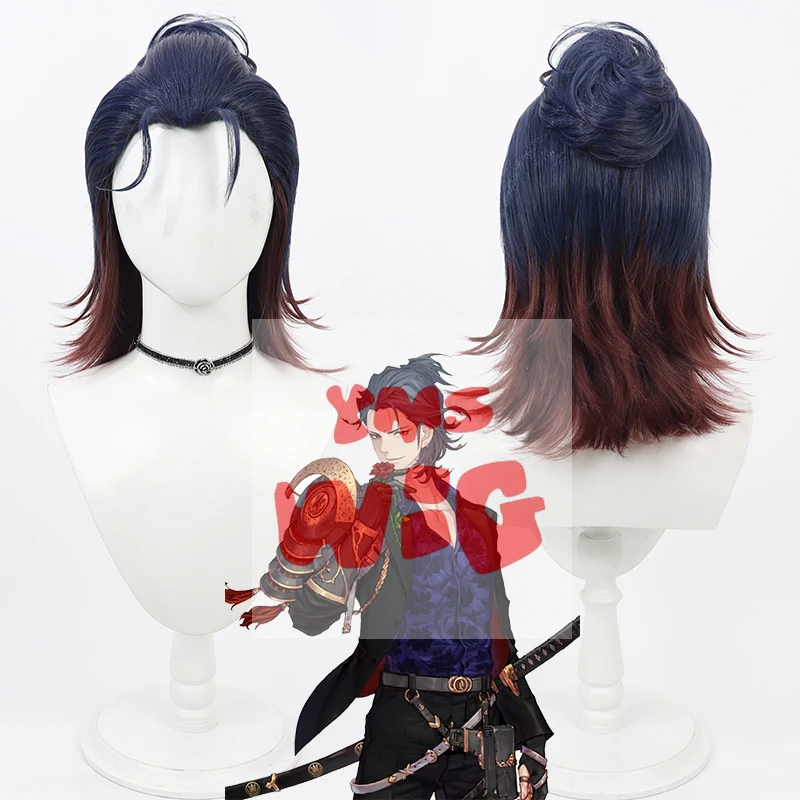 Touken Ranbu Online Fukushima Mitsutada Cosplay Wig Heat Resistant Synthetic Hair Halloween Role Play Party + Wig Cap